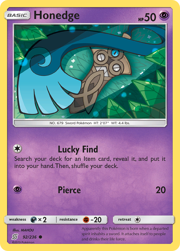 Honedge (92/236) [Sun & Moon: Unified Minds] | Jomio and Rueliete's Cards and Comics