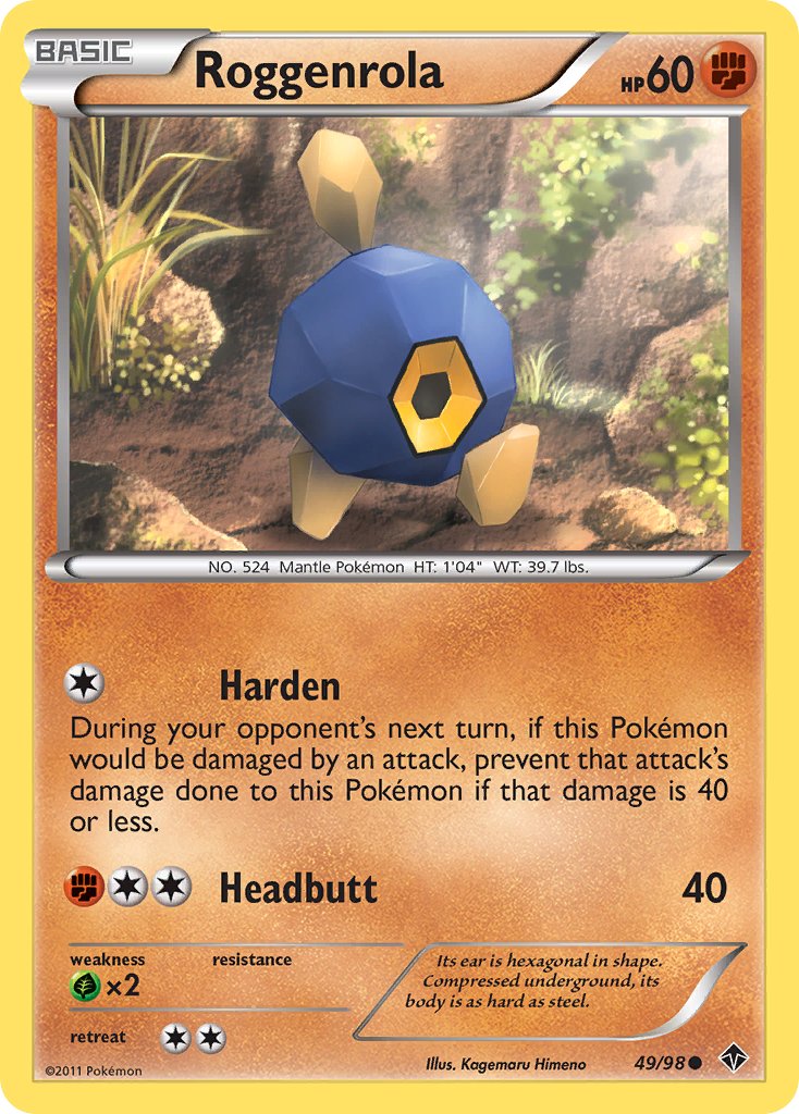 Roggenrola (49/98) (Cracked Ice Holo) (Blister Exclusive) [Black & White: Emerging Powers] | Jomio and Rueliete's Cards and Comics