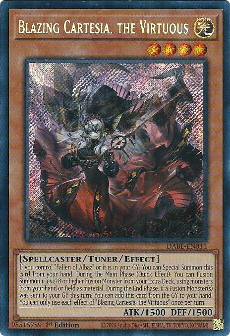 Blazing Cartesia, the Virtuous [DABL-EN011] Secret Rare | Jomio and Rueliete's Cards and Comics