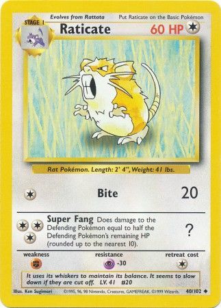 Raticate (40/102) [Base Set Unlimited] | Jomio and Rueliete's Cards and Comics