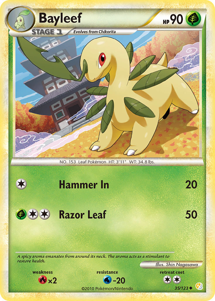 Bayleef (35/123) [HeartGold & SoulSilver: Base Set] | Jomio and Rueliete's Cards and Comics