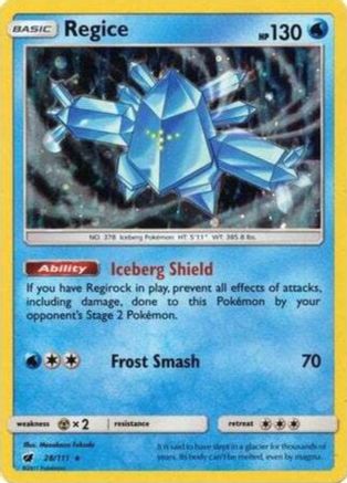 Regice (28/111) (Cosmos Holo) [Sun & Moon: Crimson Invasion] | Jomio and Rueliete's Cards and Comics
