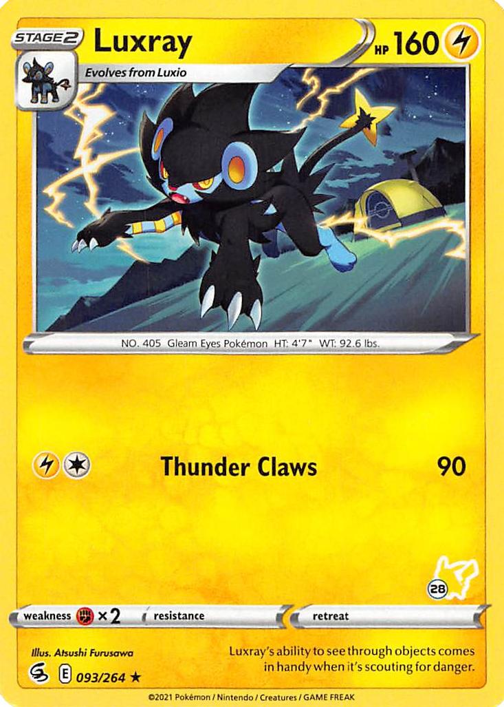 Luxray (093/264) (Pikachu Stamp #28) [Battle Academy 2022] | Jomio and Rueliete's Cards and Comics
