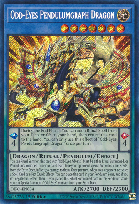 Odd-Eyes Pendulumgraph Dragon [DIFO-EN034] Secret Rare | Jomio and Rueliete's Cards and Comics