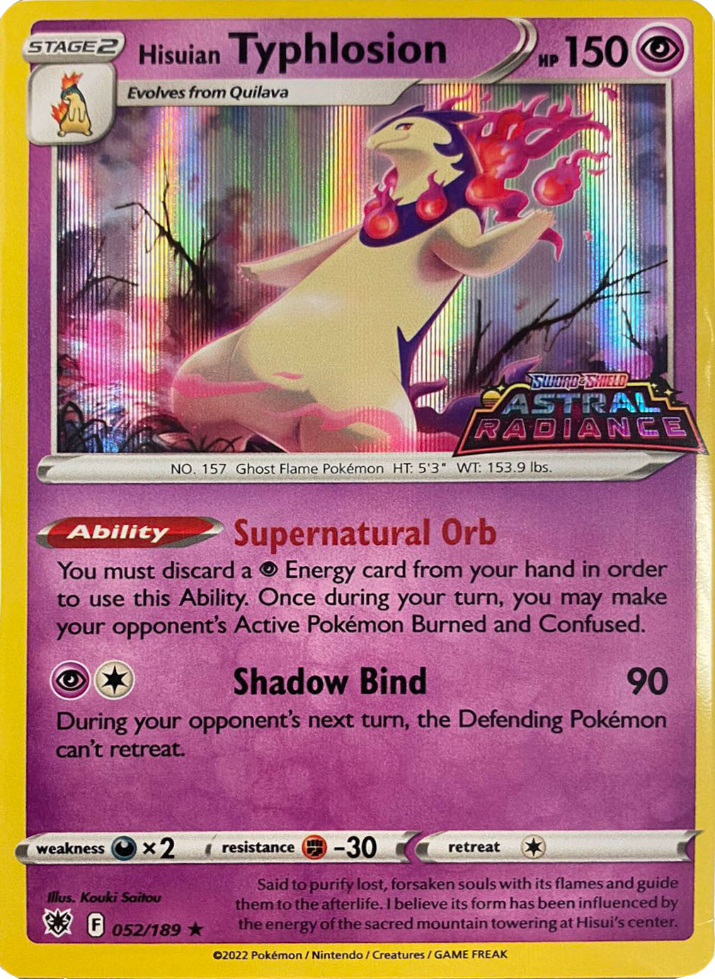 Hisuian Typhlosion (052/189) (GameStop Exclusive) [Sword & Shield: Astral Radiance] | Jomio and Rueliete's Cards and Comics