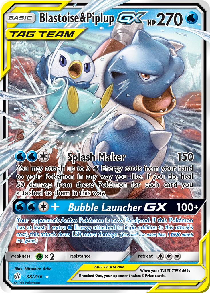 Blastoise & Piplup GX (38/236) [Sun & Moon: Cosmic Eclipse] | Jomio and Rueliete's Cards and Comics