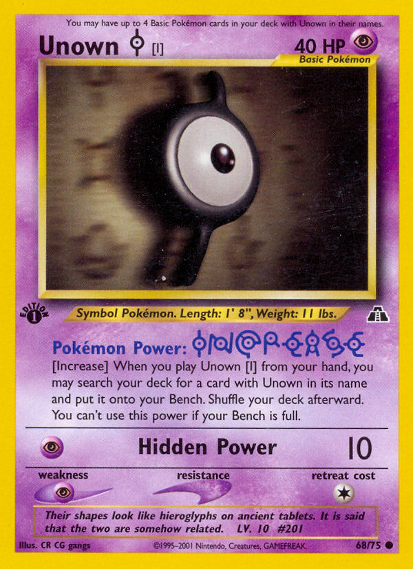 Unown [I] (68/75) [Neo Discovery 1st Edition] | Jomio and Rueliete's Cards and Comics