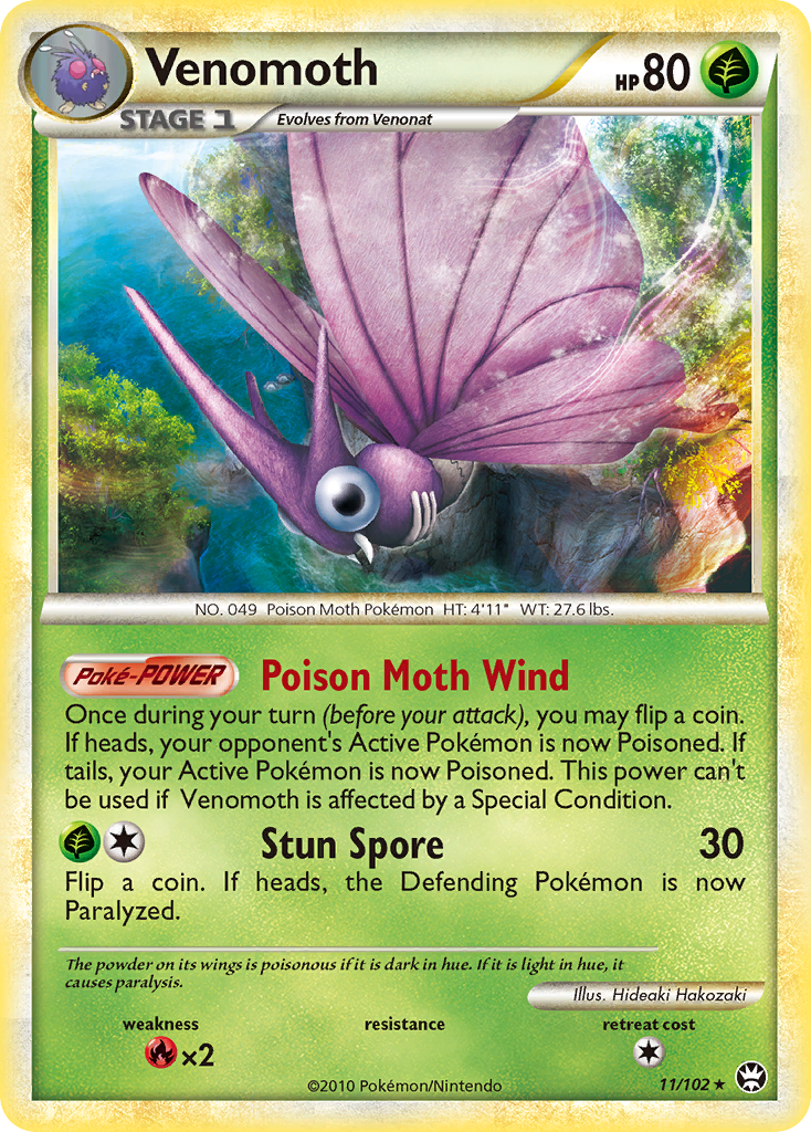 Venomoth (11/102) [HeartGold & SoulSilver: Triumphant] | Jomio and Rueliete's Cards and Comics