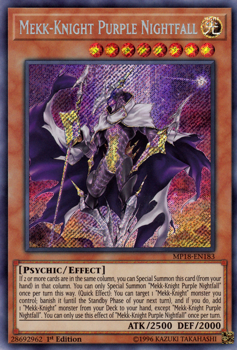 Mekk-Knight Purple Nightfall [MP18-EN183] Secret Rare | Jomio and Rueliete's Cards and Comics