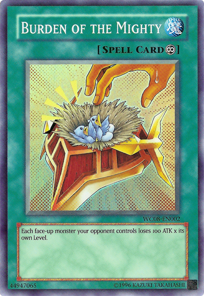 Burden of the Mighty [WC08-EN002] Super Rare | Jomio and Rueliete's Cards and Comics