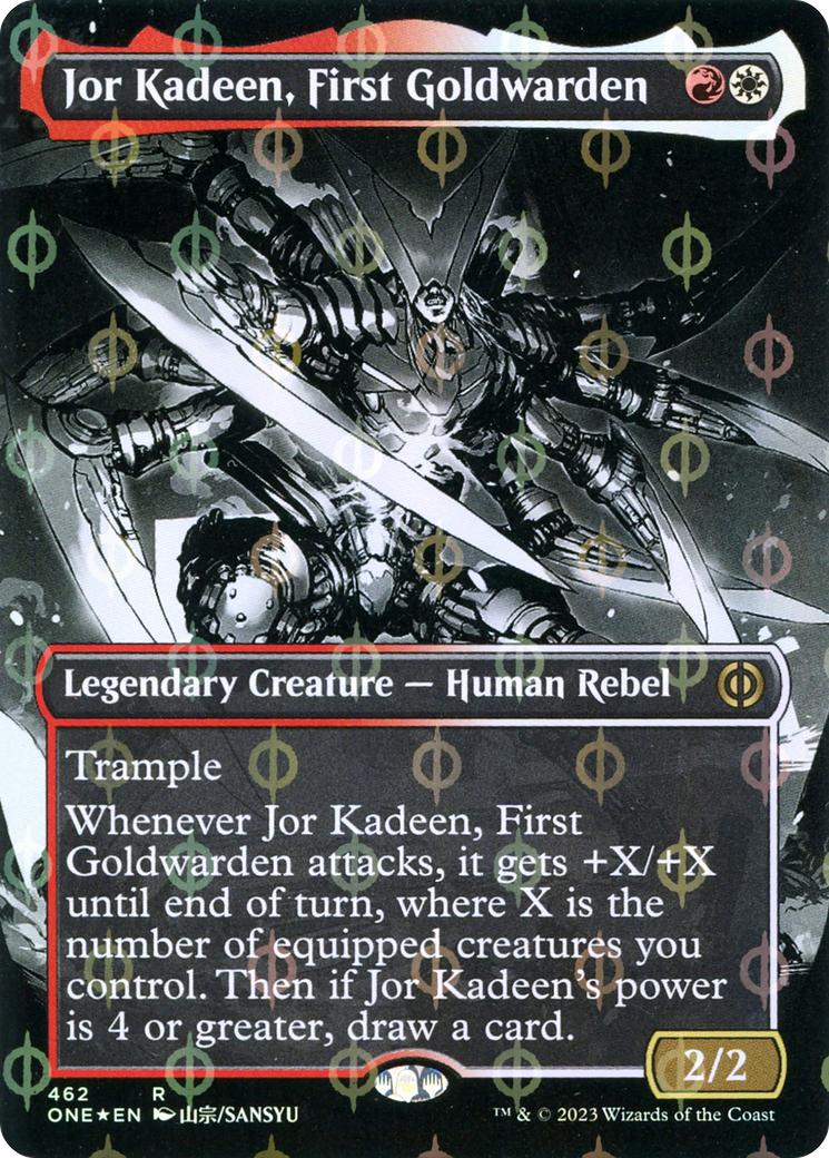 Jor Kadeen, First Goldwarden (Borderless Manga Step-and-Compleat Foil) [Phyrexia: All Will Be One] | Jomio and Rueliete's Cards and Comics