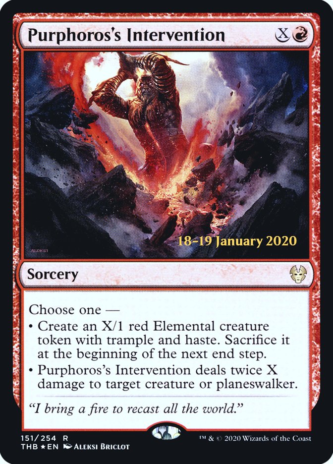 Purphoros's Intervention [Theros Beyond Death Prerelease Promos] | Jomio and Rueliete's Cards and Comics