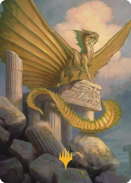 Ancient Gold Dragon Art Card (05) (Gold-Stamped Signature) [Commander Legends: Battle for Baldur's Gate Art Series] | Jomio and Rueliete's Cards and Comics