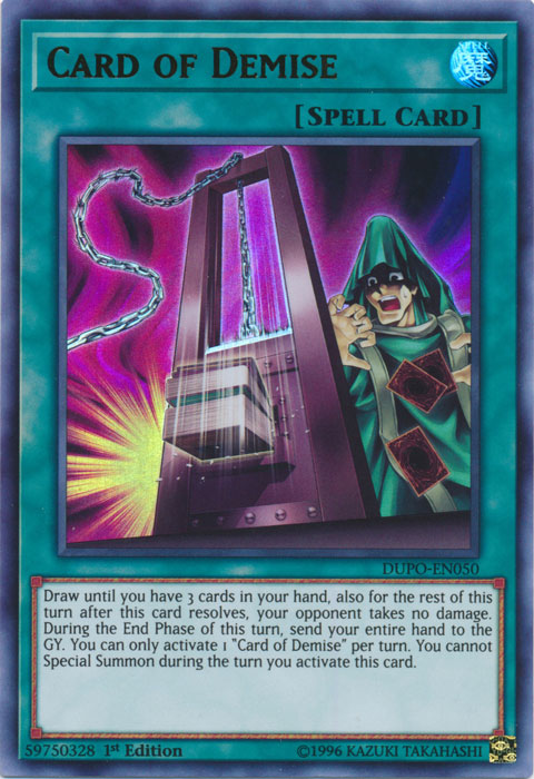 Card of Demise [DUPO-EN050] Ultra Rare | Jomio and Rueliete's Cards and Comics