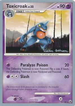 Toxicroak LV.32 (31/100) (Intimidation - Tristan Robinson) [World Championships 2008] | Jomio and Rueliete's Cards and Comics