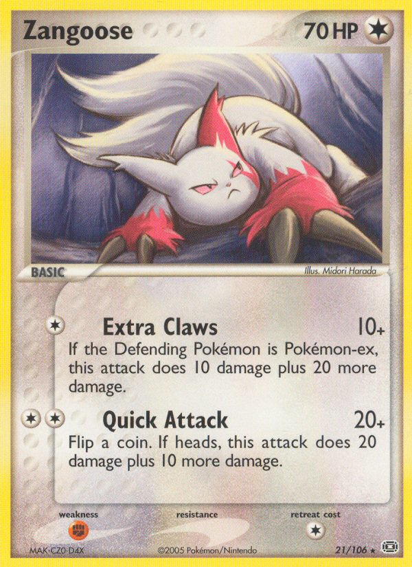 Zangoose (21/106) [EX: Emerald] | Jomio and Rueliete's Cards and Comics
