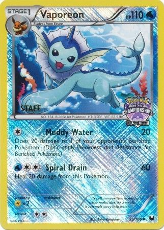 Vaporeon (25/108) (State Province Championship 2013 Promo Staff) [Black & White: Dark Explorers] | Jomio and Rueliete's Cards and Comics