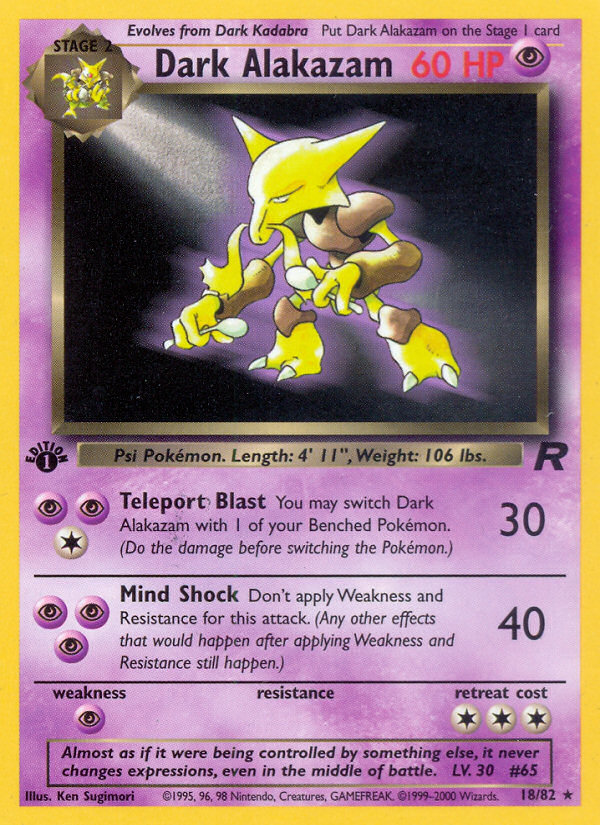 Dark Alakazam (18/82) [Team Rocket 1st Edition] | Jomio and Rueliete's Cards and Comics