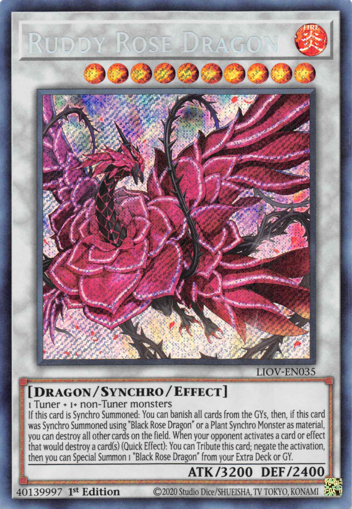 Ruddy Rose Dragon [LIOV-EN035] Secret Rare | Jomio and Rueliete's Cards and Comics