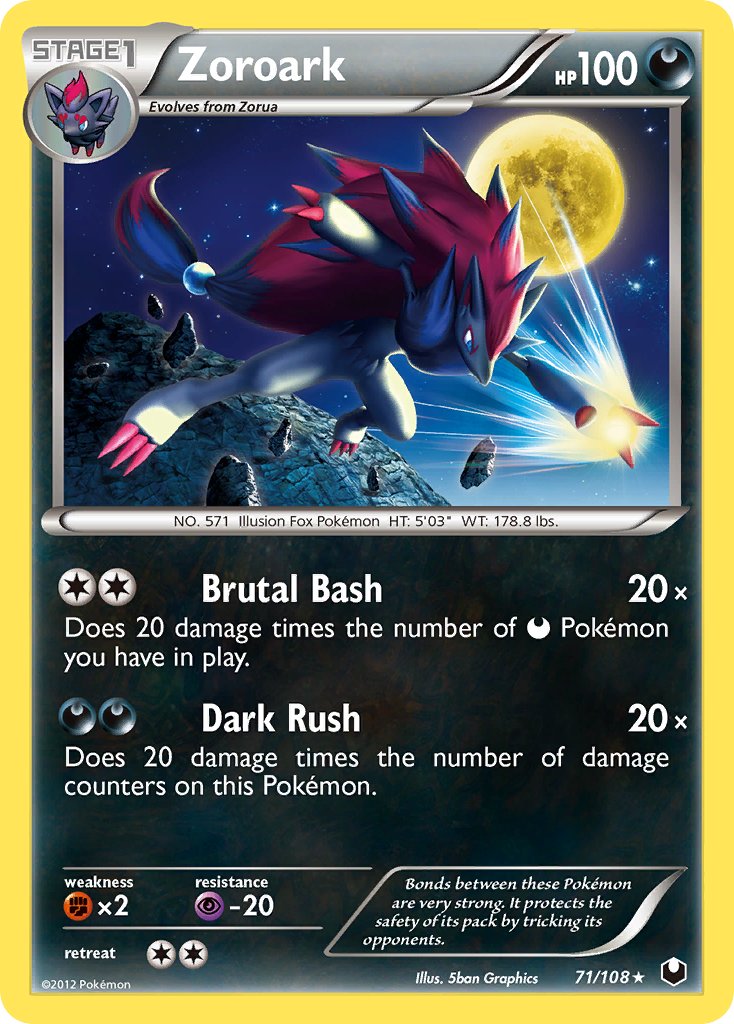 Zoroark (71/108) (Cracked Ice Holo) (Theme Deck Exclusive) [Black & White: Dark Explorers] | Jomio and Rueliete's Cards and Comics