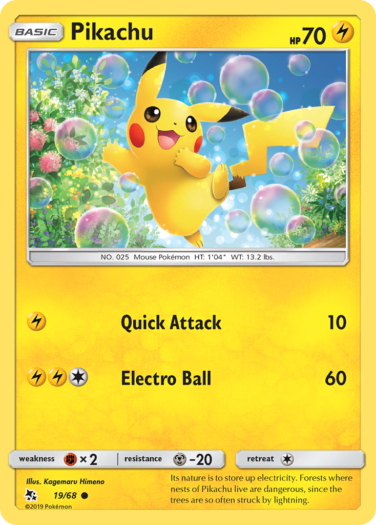 Pikachu (19/68) [Sun & Moon: Hidden Fates] | Jomio and Rueliete's Cards and Comics