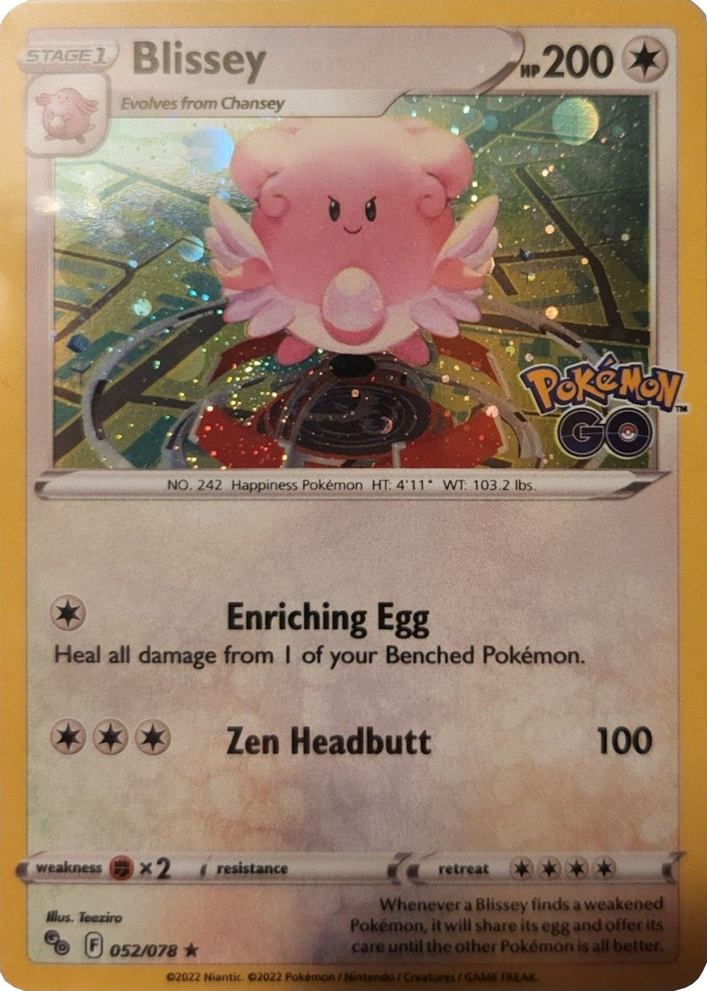 Blissey (052/078) (Cosmos Holo) [Pokémon GO] | Jomio and Rueliete's Cards and Comics