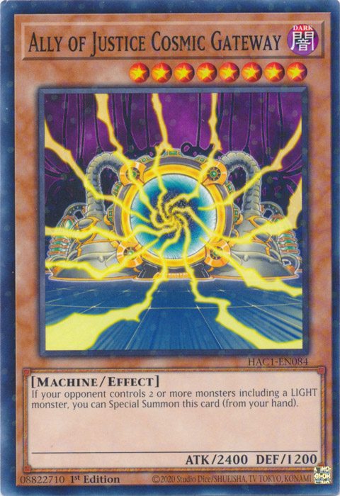 Ally of Justice Cosmic Gateway (Duel Terminal) [HAC1-EN084] Parallel Rare | Jomio and Rueliete's Cards and Comics