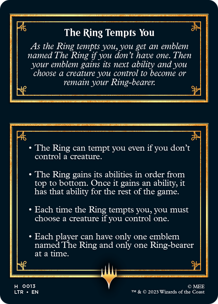 The Ring [The Lord of the Rings: Tales of Middle-Earth Tokens] | Jomio and Rueliete's Cards and Comics