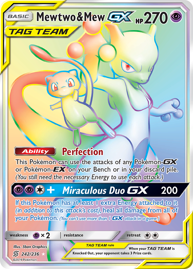 Mewtwo & Mew GX (242/236) [Sun & Moon: Unified Minds] | Jomio and Rueliete's Cards and Comics