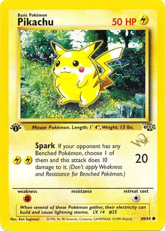Pikachu (60/64) (W Stamped Promo) [Jungle 1st Edition] | Jomio and Rueliete's Cards and Comics