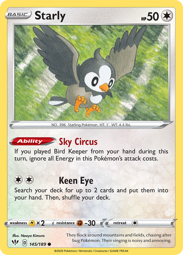 Starly (145/189) [Sword & Shield: Darkness Ablaze] | Jomio and Rueliete's Cards and Comics