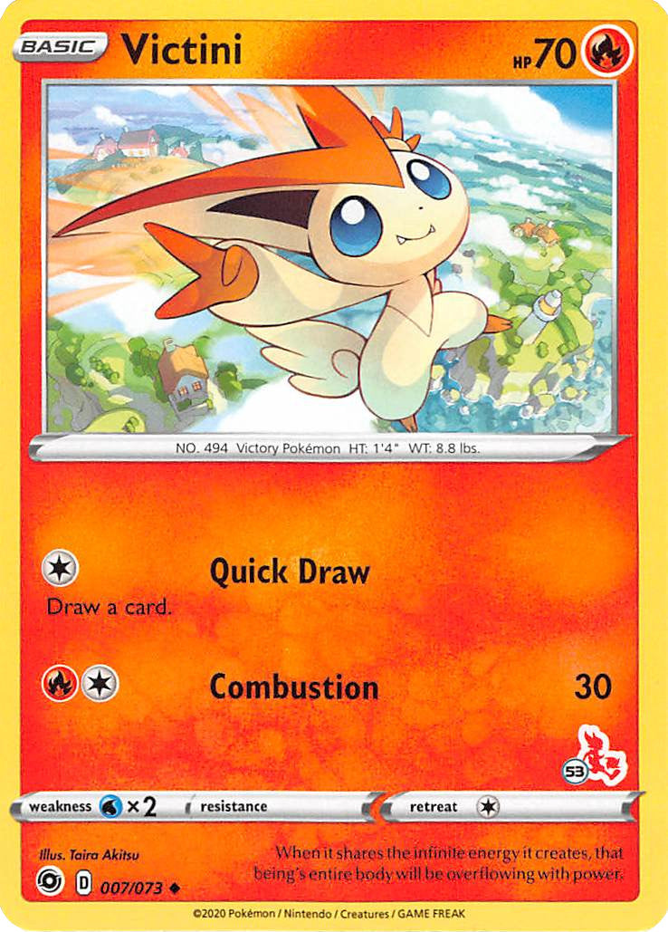 Victini (007/073) (Cinderace Stamp #53) [Battle Academy 2022] | Jomio and Rueliete's Cards and Comics