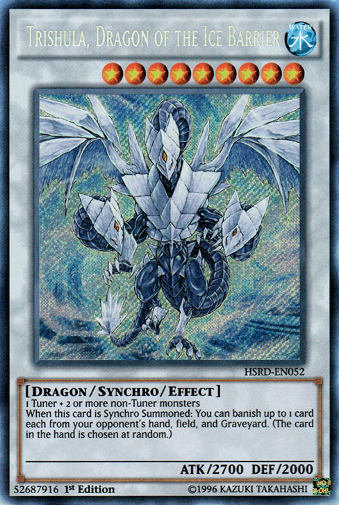 Trishula, Dragon of the Ice Barrier [HSRD-EN052] Secret Rare | Jomio and Rueliete's Cards and Comics