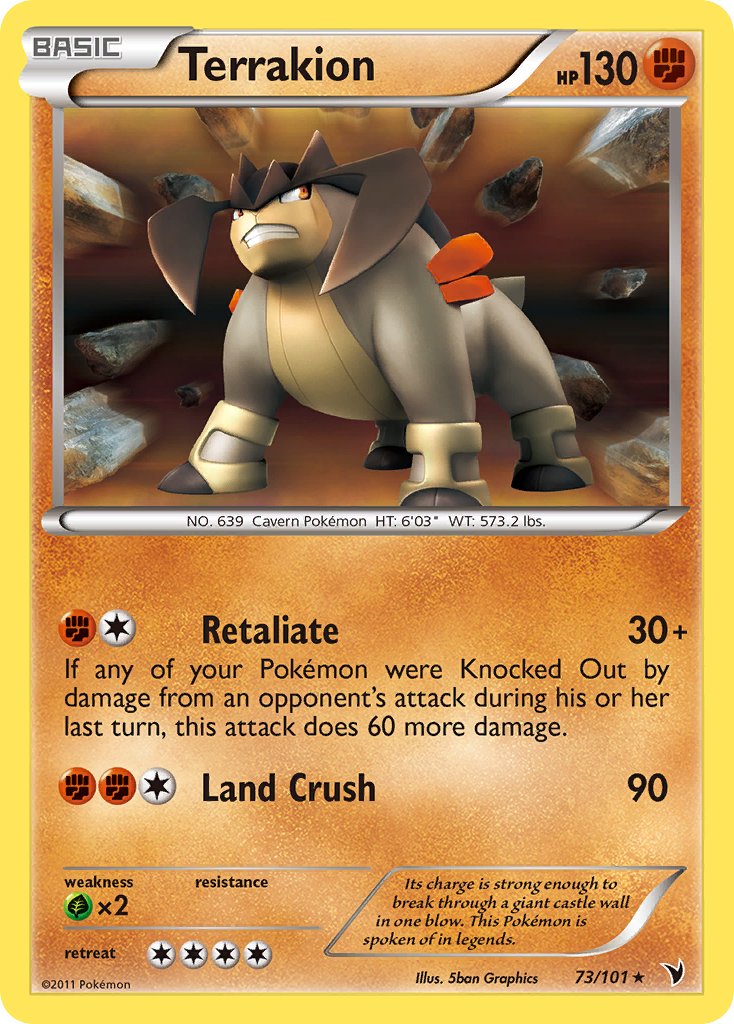 Terrakion (73/101) (Cosmos Holo) (Blister Exclusive) [Black & White: Noble Victories] | Jomio and Rueliete's Cards and Comics