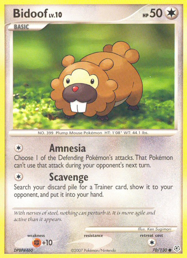 Bidoof (70/130) [Diamond & Pearl: Base Set] | Jomio and Rueliete's Cards and Comics