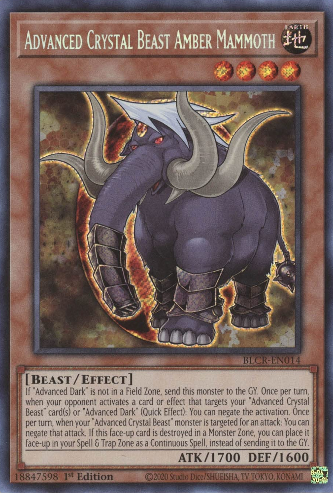 Advanced Crystal Beast Amber Mammoth [BLCR-EN014] Secret Rare | Jomio and Rueliete's Cards and Comics
