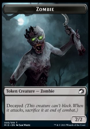 Zombie Token (005) [Innistrad: Midnight Hunt Tokens] | Jomio and Rueliete's Cards and Comics