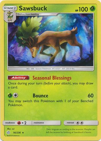 Sawsbuck (16/236) (Build & Battle Box Exclusive) [Sun & Moon: Cosmic Eclipse] | Jomio and Rueliete's Cards and Comics