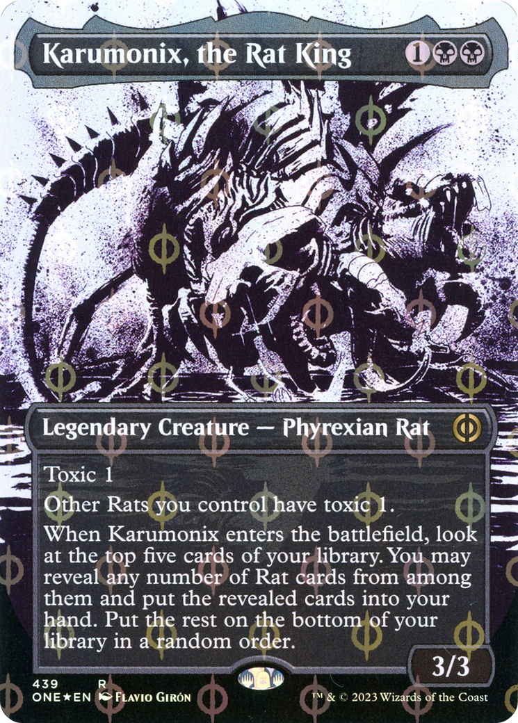 Karumonix, the Rat King (Borderless Ichor Step-and-Compleat Foil) [Phyrexia: All Will Be One] | Jomio and Rueliete's Cards and Comics