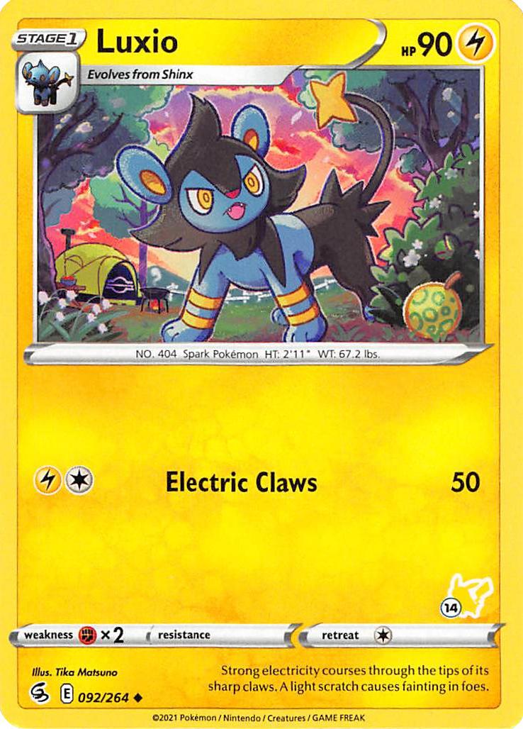 Luxio (092/264) (Pikachu Stamp #14) [Battle Academy 2022] | Jomio and Rueliete's Cards and Comics