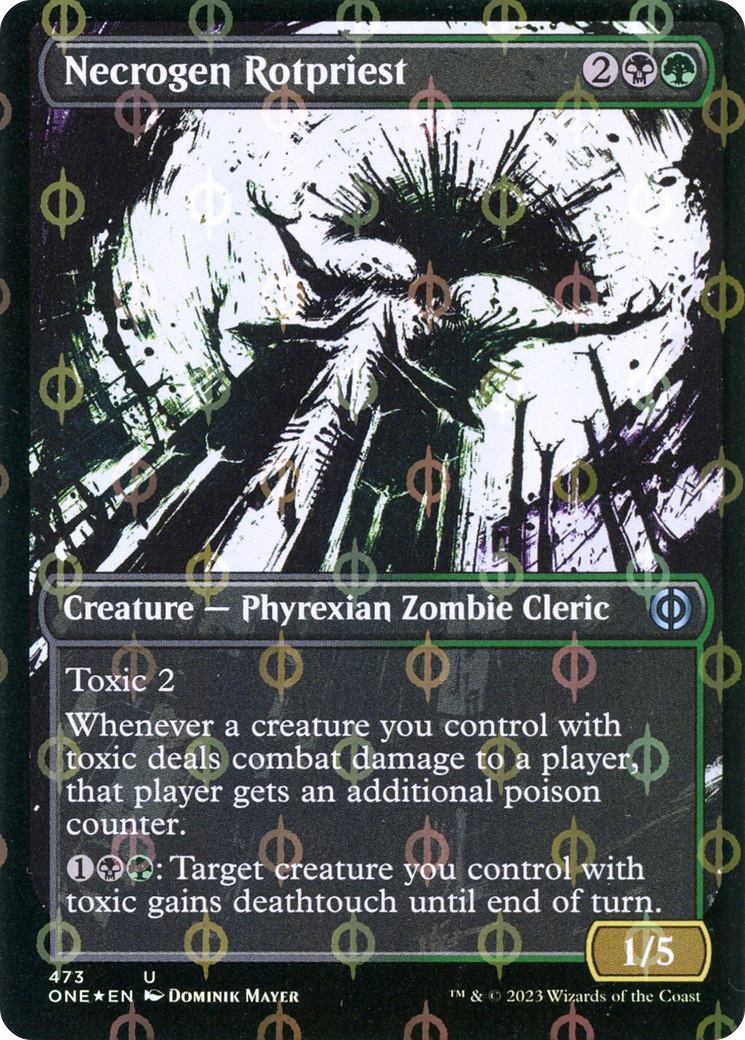 Necrogen Rotpriest (Borderless Ichor Step-and-Compleat Foil) [Phyrexia: All Will Be One] | Jomio and Rueliete's Cards and Comics
