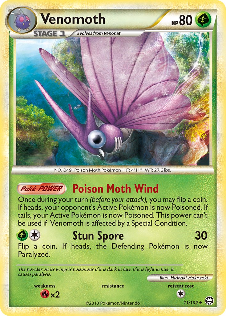 Venomoth (11/102) (Theme Deck Exclusive) [HeartGold & SoulSilver: Triumphant] | Jomio and Rueliete's Cards and Comics