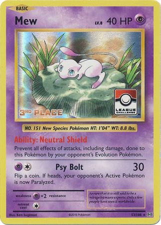 Mew (53/108) (League Promo 3rd Place) [XY: Evolutions] | Jomio and Rueliete's Cards and Comics