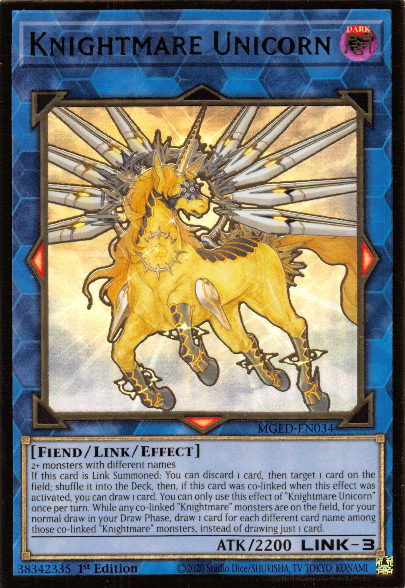 Knightmare Unicorn [MGED-EN034] Gold Rare | Jomio and Rueliete's Cards and Comics