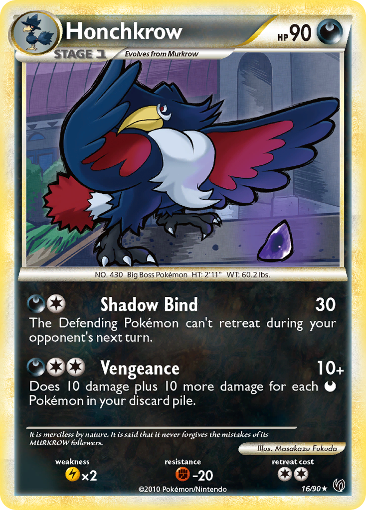 Honchkrow (16/90) [HeartGold & SoulSilver: Undaunted] | Jomio and Rueliete's Cards and Comics
