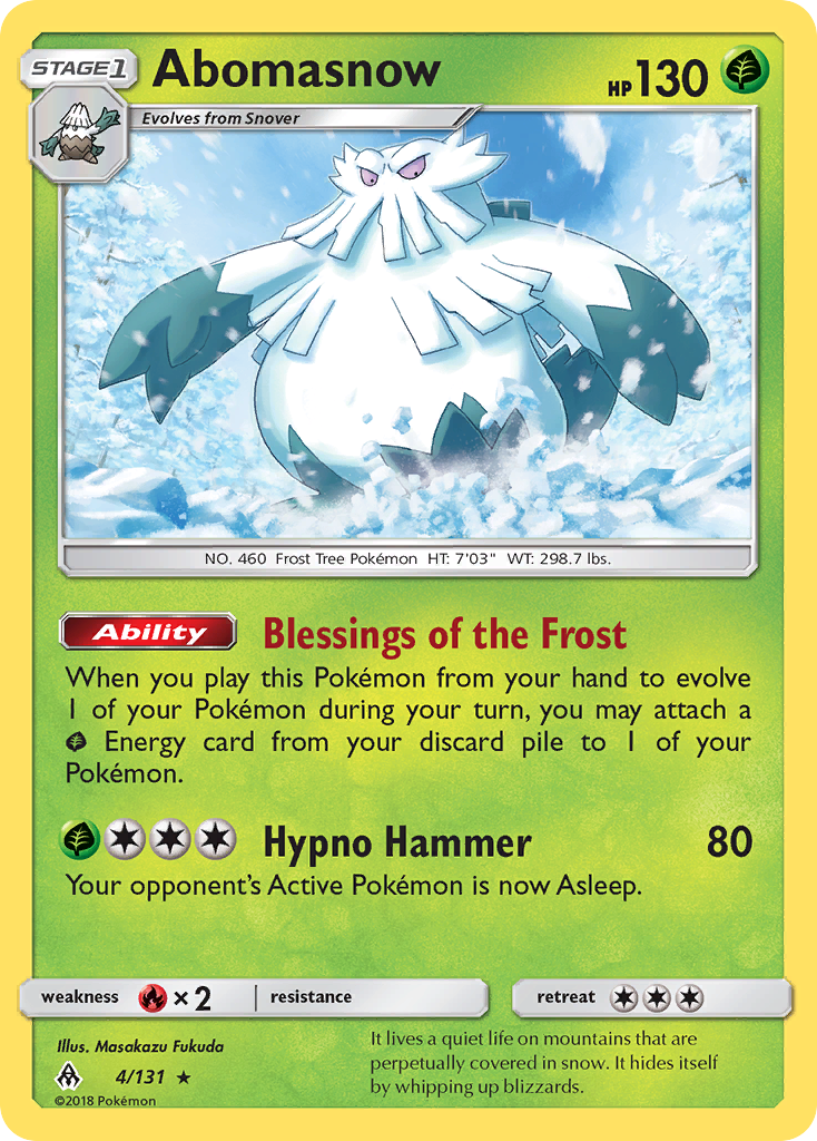 Abomasnow (4/131) [Sun & Moon: Forbidden Light] | Jomio and Rueliete's Cards and Comics