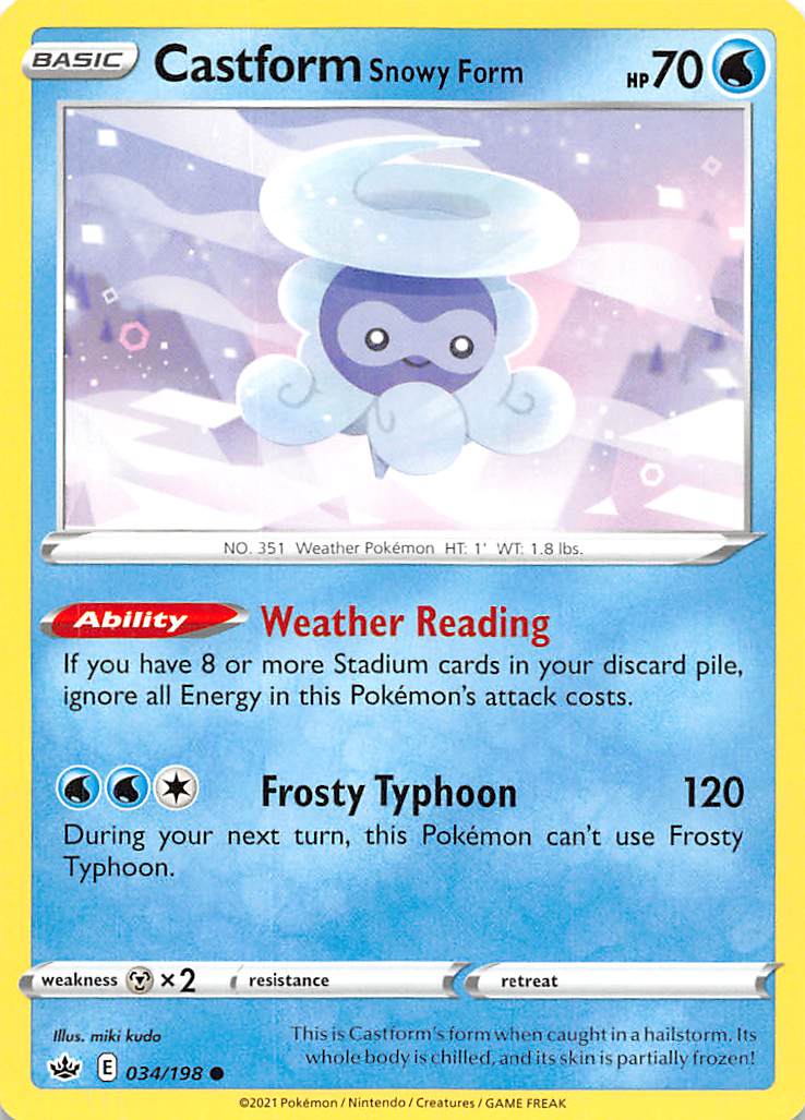 Castform Snowy Form (034/198) [Sword & Shield: Chilling Reign] | Jomio and Rueliete's Cards and Comics