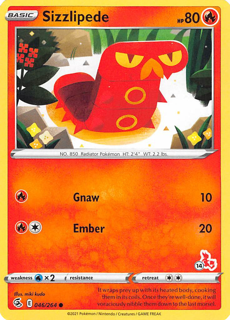 Sizzlipede (046/264) (Cinderace Stamp #14) [Battle Academy 2022] | Jomio and Rueliete's Cards and Comics