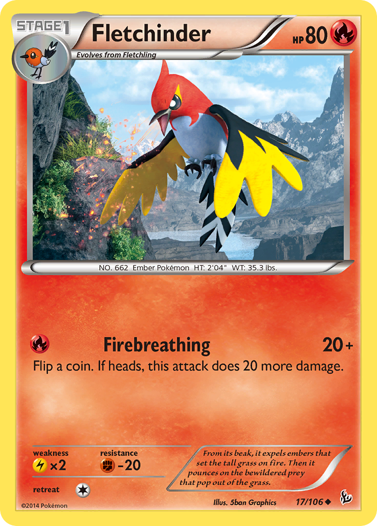 Fletchinder (17/106) [XY: Flashfire] | Jomio and Rueliete's Cards and Comics