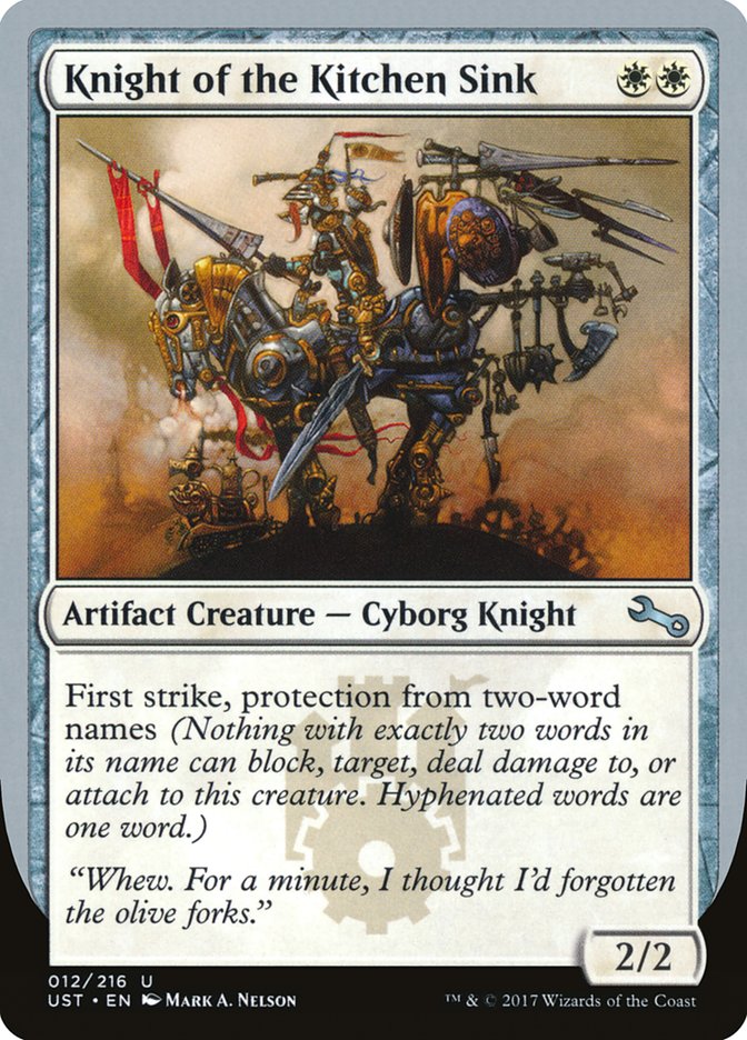 Knight of the Kitchen Sink ("protection from two-word names") [Unstable] | Jomio and Rueliete's Cards and Comics